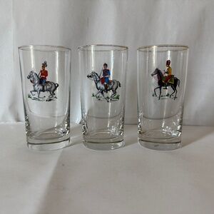 Vintage Heidelberg Military Horse and Rider  Highball Glasses